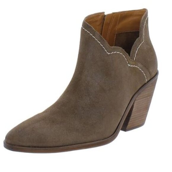 NEW LUCKY BRAND Brown Lakelyy Almond Toe Stacked Heel Leather Booties Size 9M - Picture 1 of 16